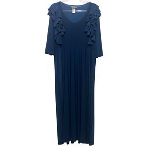 The Pyramid Collection Ruffle Maxi Dress Teal Blue Romantic Elegant Women’s 1X